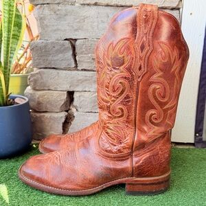 Boulet Brown Leather Mens Cowboy Boots